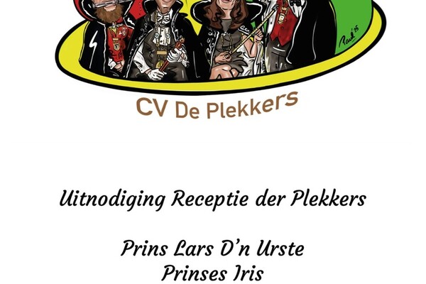 🎭🎉 Uitnodiging Receptie CV De Plekkers 🎉🎭